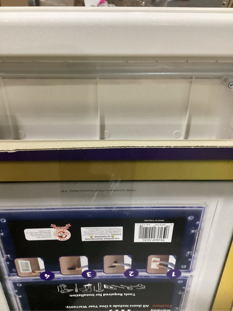 Condition photo showing As Is for dual vinyl flap pet door for cats up to 90;pounds, 10 1/4 x 15 3/4 flap size