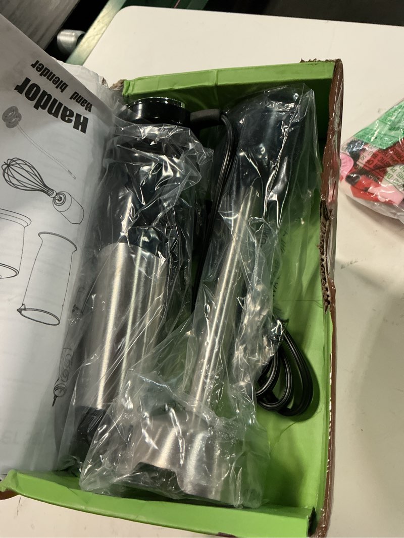 Condition photo showing Good Condition for handor 6-in-1 hand immersion blender, 1000w 12 speed handheld blender with 600ml beaker, 500ml chopper, egg whisk, milk frother, stainless steel blades for soup, smoothie, puree 1000w 6-in-1