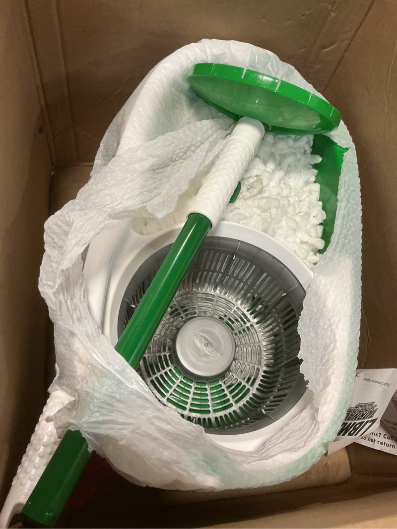 Condition photo showing Good Condition for libman tornado spin mop system with refill heads, microfiber spinning mop and bucket with wringer set for home, floor cleaning of hard-wood, laminate, tile, all surface cleaner spin mop plus 3 refills