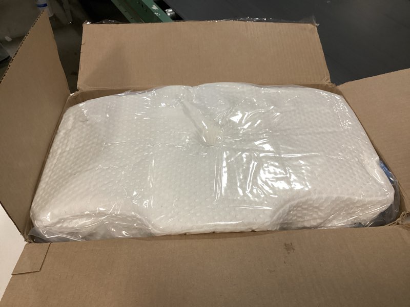 Condition photo showing New/Like New for Osteo Cervical Pillow for Neck Pain Relief, Hollow Design Odorless Memory Foam Pillows with Cooling Case, Adjustable Orthopedic Bed Pillow for Sleeping, Support for Side Back Sleepers Standard High(24.5*16.5*5.2/4.1 inches) White