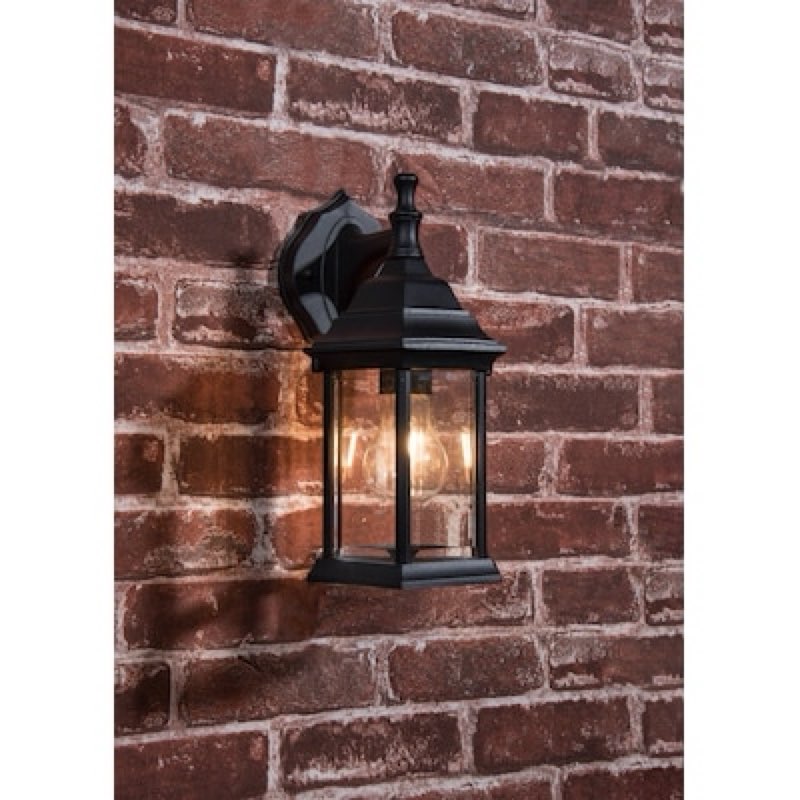 project source henfield 1 -light 11.81-in h matte black hardwired outdoor wall light