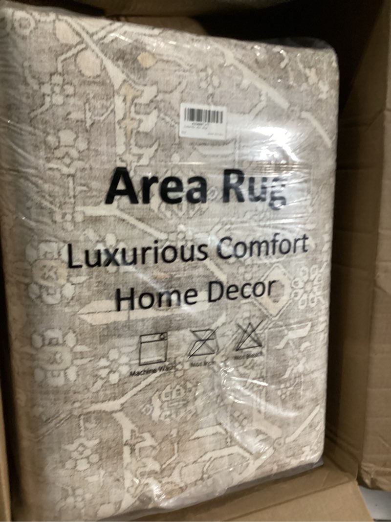 Condition photo showing Good Condition for Collive Washable Area Rug 8x10, Neutral Boho Rugs for Living Room Rugs 8x10 Non Slip Farmhouse Modern Bedroom Carpet Stain Resistant Aesthetic Print Accent Floor Mat for Dining Guest Office - Beige Beige 8' x 10' (Rectangular)