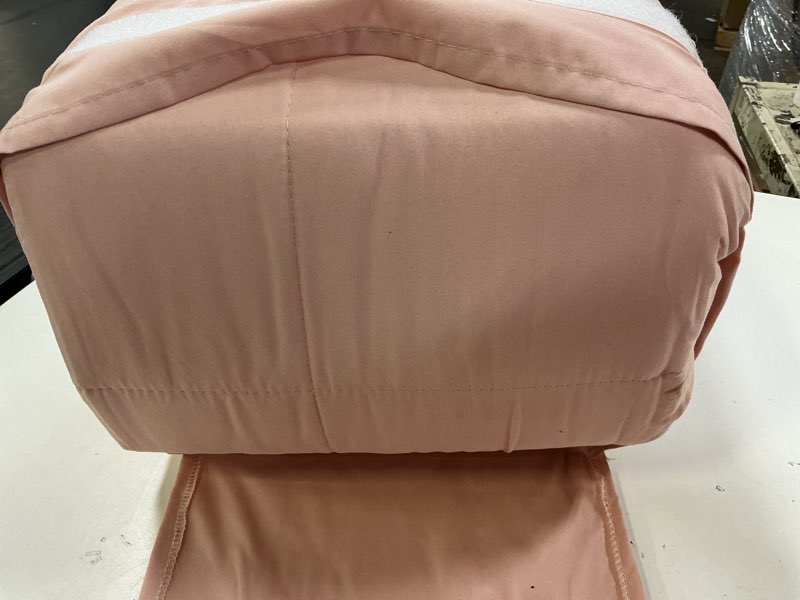Condition photo showing As Is for mainstays all in one reversible comforter and sheet set- 7 piece, king, pink blush