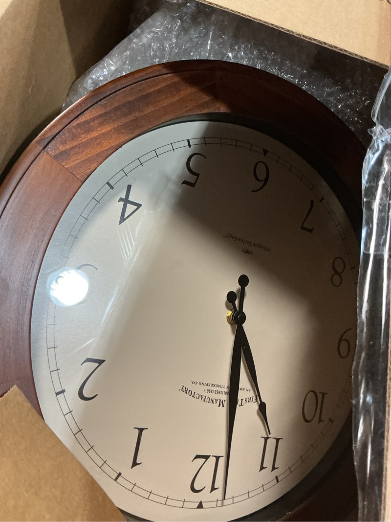 Condition photo showing Good Condition for FirsTime & Co.® Walnut Garrison Wall Clock, American Crafted, Walnut Wood, 16 x 2 x 16,