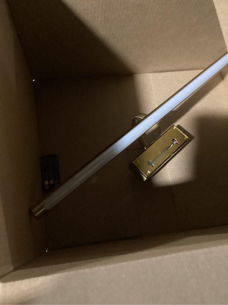 Condition photo showing New/Like New for picture light battery operated with remote, 3cct dimmable picture light for paintings, brass rechargeable 24 inch battery operated wall sconce for art lighting gallery portrait artwork
