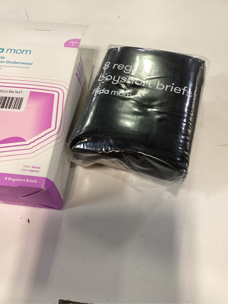 Condition photo showing Good Condition for (Size:Regular)Frida Mom Postpartum Underwear, Disposable Boyshort Panties, Seamless, Stretch Support, New Mom Essentials Black One Size
