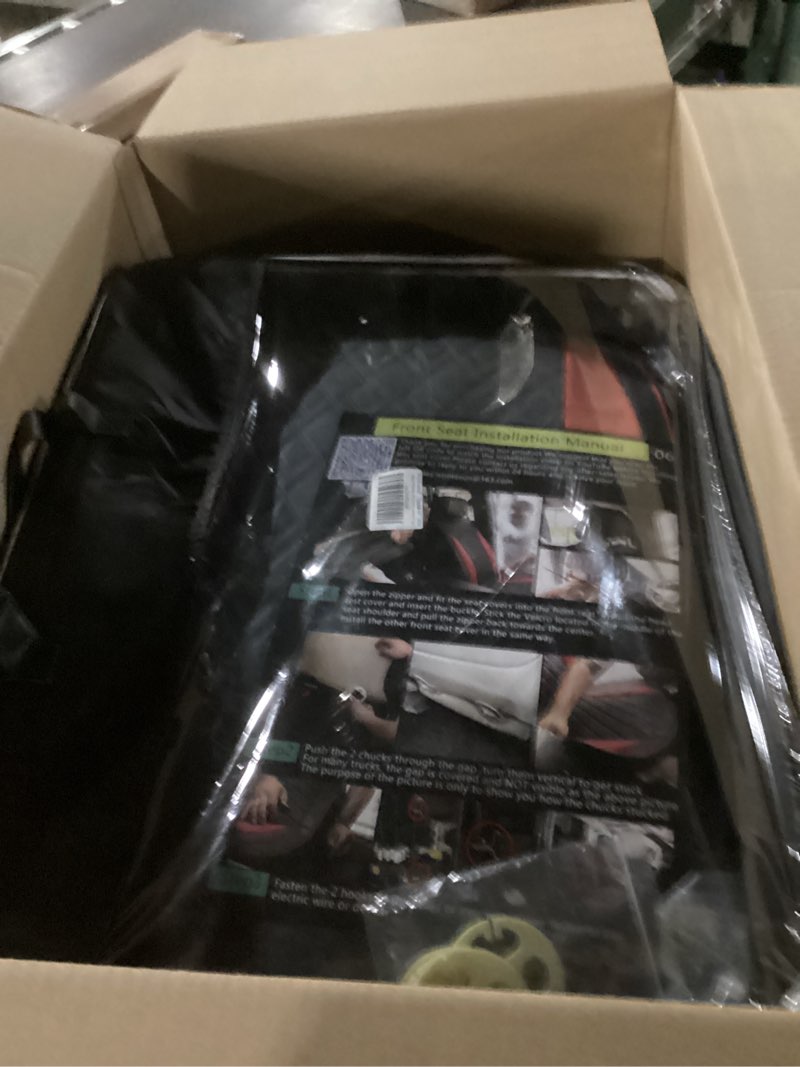 Condition photo showing New/Like New for JOJOBAY Chevy Silverado Seat Covers,Leather Seat Covers for GMC Sierra,Custom Fit 2007-2026 1500 2500HD 3500HD Crew Double Extended Regular Cab,LT LZT RST Trail Boss(Full Set,Black Red) Full Set Black Red