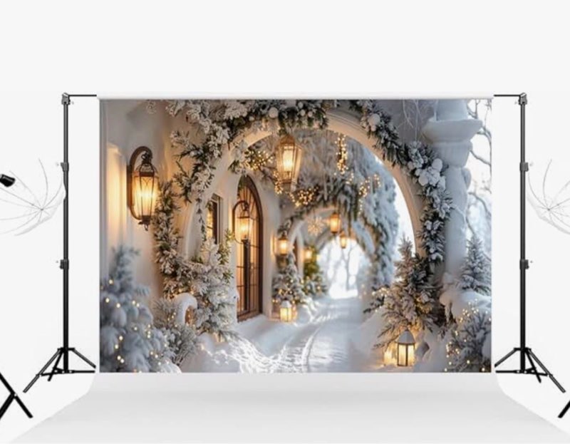 Kate 10×10ft (3×3m) Christmas Photo Backdrop Xmas Tree Decoration Arches Wall Corridor Large White S