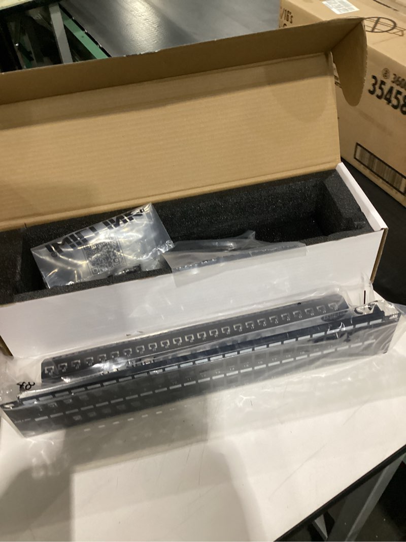 Condition photo showing New/Like New for iwillink Blank 48-Port Keystone Patch Panel, 2U 19'' Rackmount/Wallmount with Metal Housing, Includes 24 Blank Inserts for Custom AV/Data Setups 48 Port With Bar