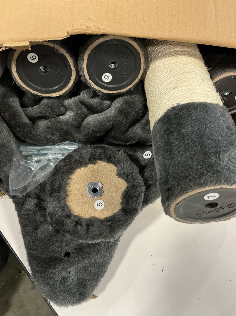 Condition photo showing As Is for Cat Craft Floor to Ceiling Cat Tree,5 Tiers Tall Cat Tower with Adjustable Height(98-110),Skinny Cei