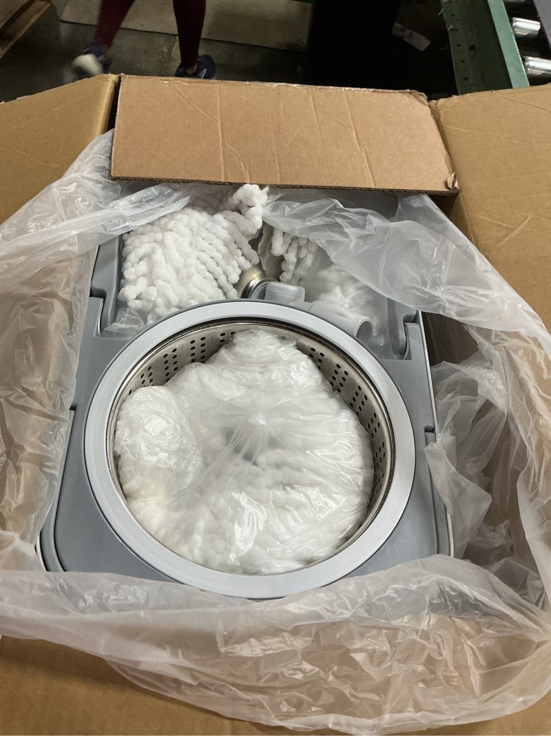 Condition photo showing As Is for michao spin mop bucket deluxe 360 spinning floor cleaning system with 6 microfiber replacement head refills,62" extended handle,4x wheel for home cleaning