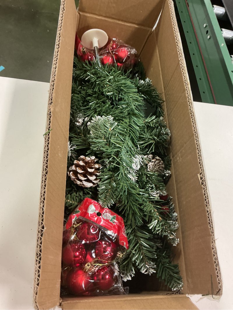 Condition photo showing New/Like New for 2 Pack Outdoor Christmas Tree Decorations, 30 Inch/2.5 ft Small with Pine Cones and Gold & Red Balls 30 LEDs, Decorated Green Xmas Tree for Outside Holiday Display Yard Front Porch Pathway Decor