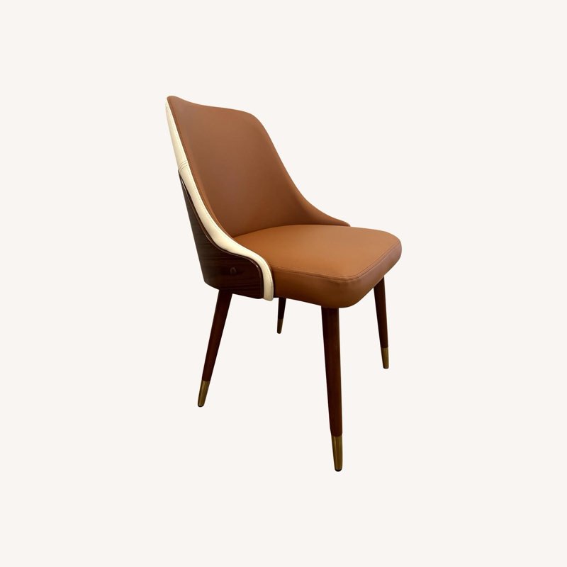 Mid Century Faux Leather Dining Chair. Set of 2