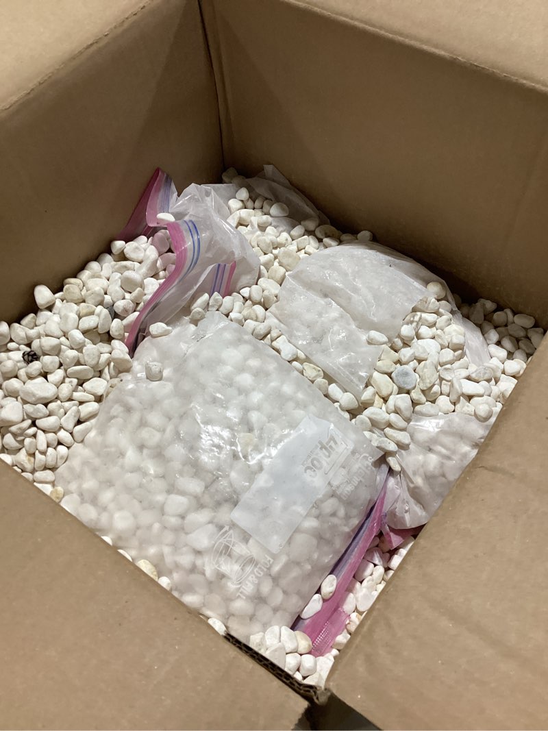 Condition photo showing Good Condition for mulctun 45lb natural white rocks, 1/4"-3/4" garden river rock,decorative pebbles aquarium gravel for indoor plants garden landscaping terrarium fish tank and outdoor decoration white 45 lb