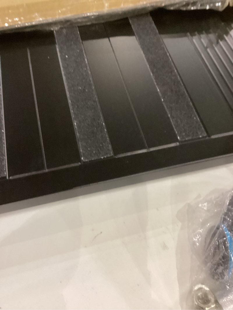 Condition photo showing As Is for Threshold Ramp for Doorways, Adjustable Height 2.6"-6" Aluminum Wheelchair Ramp with Heightening Screws and Swivel Angle Leg, 1100lbs Load Capacity, 22”x36 Curb Ramp for Trolley,Power Chairs 2.6"-6" Rise & 22"x 36"