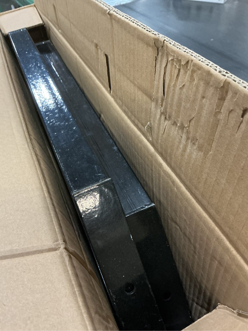 Condition photo showing Good Condition for 3 packs metal stair step stringers, 2 step steel riser stringer for 19.4inch height deck(polished black) 3 2 steps