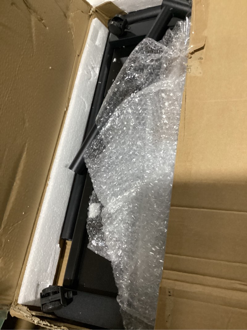 Condition photo showing New/Like New for Tilt-Swivel Dual Desktop Bed Side Table Tray with Wheels, Adjustable Height Laptop Over Bed Table, Folding Lightweight Hospital Bed Table, Black