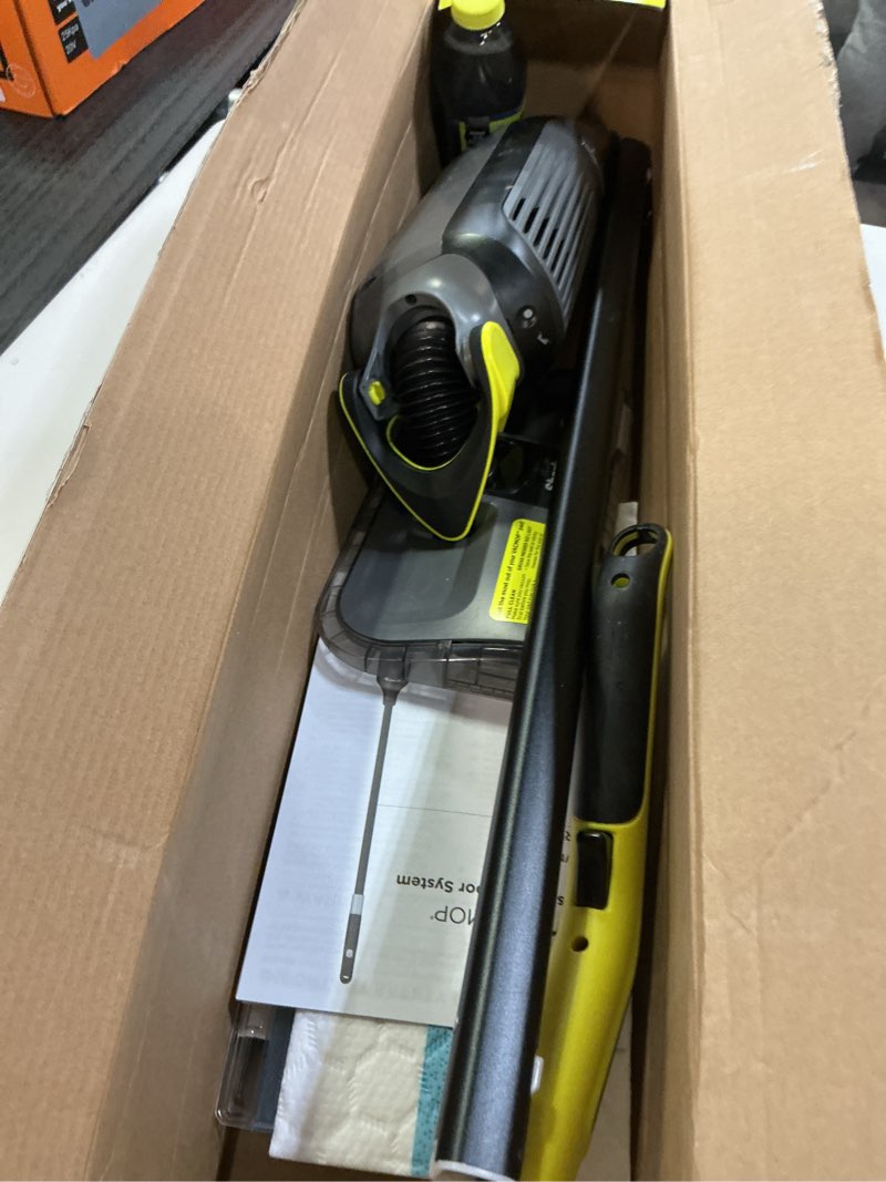 Condition photo showing As Is for Shark VACMOP Cordless Hard Floor Cleaner, Vacuum and Spray Mop, Powerful Suction, Lightweight, LED Headlights, Includes 4 Disposable Pads, 12oz Multi-surface Cleaning Solution, Gray, VM252 Gray - 4 Pads