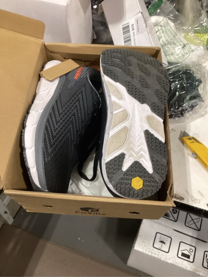 Condition photo showing As Is for fitville wide walking shoes for men comfortable lightweight running wide toe box shoes for men non slip cushioned 9 wide black/misty gray
