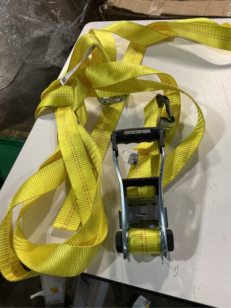 Condition photo showing As Is for smartstraps 2-in x 25-ft ratchet strap with j-hook 5000-lb break strength