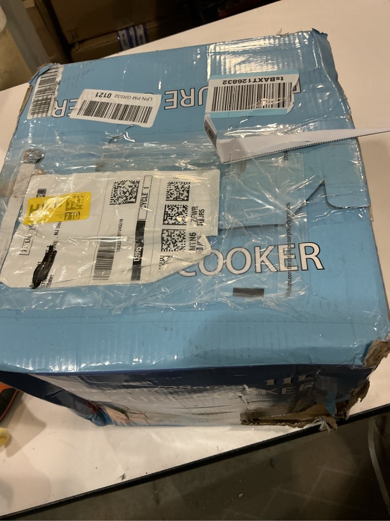 Condition photo showing As Is for pretyzoom 11qt pressure cooker stainless steel, one-hand lock cooking with spring valve compatible with gas & induction, for large meals, dishwasher safe, meals, soups, silver, 6-10 members use