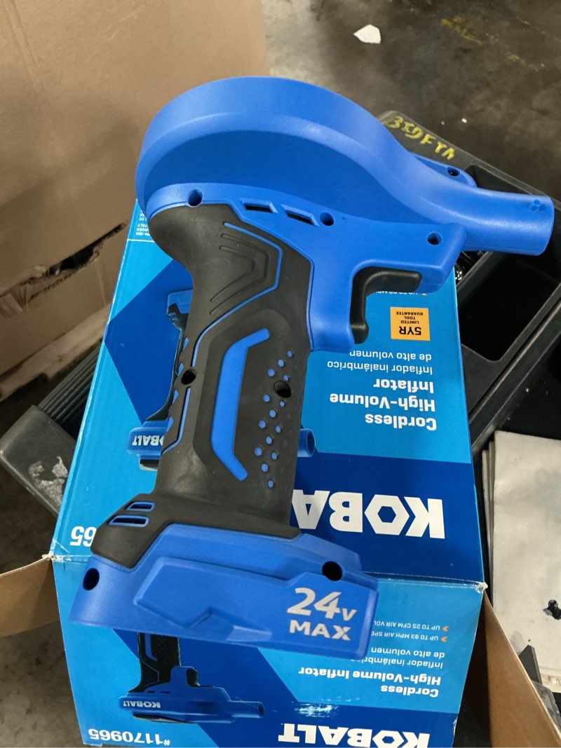 Condition photo showing As Is for kobalt cordless high volume 24-volt li-ion air inflator (power source: battery)