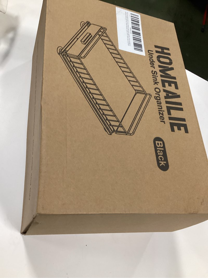 Condition photo showing New/Like New for Under Sink Organizer, 2 Packs Under Sink Organizers and Storage, Slide Out Pull Out Cabinet Organizer Shelf with Metal Drawers for Kitchen Bathroom Pantry, Black Single Layer – 2 Pack Black