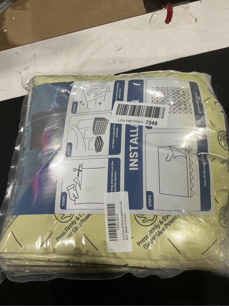 Condition photo showing As Is for 12 Pack Pyramid Sound Proof Foam Panels for Walls with Updated Self-Adhesive 2"X12"X12" High Density
