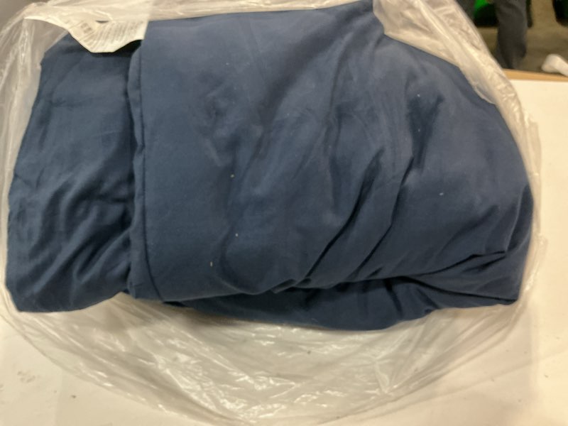 Condition photo showing As Is for CozyLux Navy Blue Full Size Comforter Set, 3 Pieces Solid Breathable Quilted Style Bedding Sets, Luxury Fluffy Soft Bed Set with Down Alternative Comforter for All Season (1 Comforter & 2 Pillowcases) Navy Full