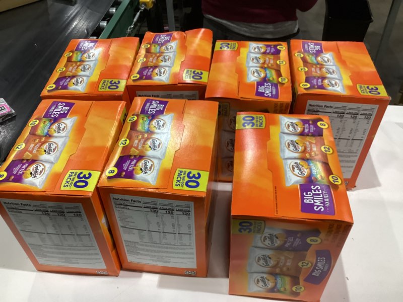 Condition photo showing New/Like New for Goldfish Crackers Big Smiles Variety Pack with Cheddar, Colors, and Pretzels, Snack Packs, 30 Ct