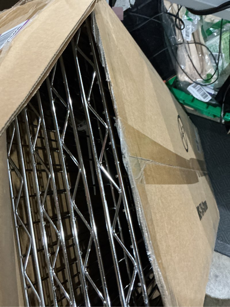 Condition photo showing Good Condition for bestoffice 4-storage shelves metal garage shelving wire shelf organizer shelving, 36" x 14" x 54", unit 250 lbs per shelf, chrome | sturdy, adjustable, easy assembly | garage pantry kitchen closet chrome 14" l x 36" w x 54" h
