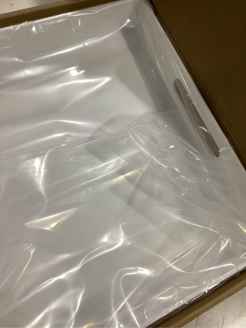 Condition photo showing New/Like New for glossy white acrylic serving tray with handles-butler trays for coffee table, snacks,breakfast in bed, kitchen countertop,vanity,makeup organizer,ottoman (white, 12x12 inches) white 12" x 12" x 2"