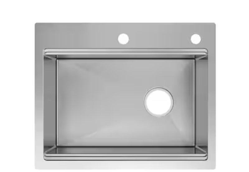 Glacier Bay Dolancourt Tight Radius 27 in. Drop-In Single Bowl 18G Stainless Steel Workstation Kitchen Sink with Spring Neck Faucet