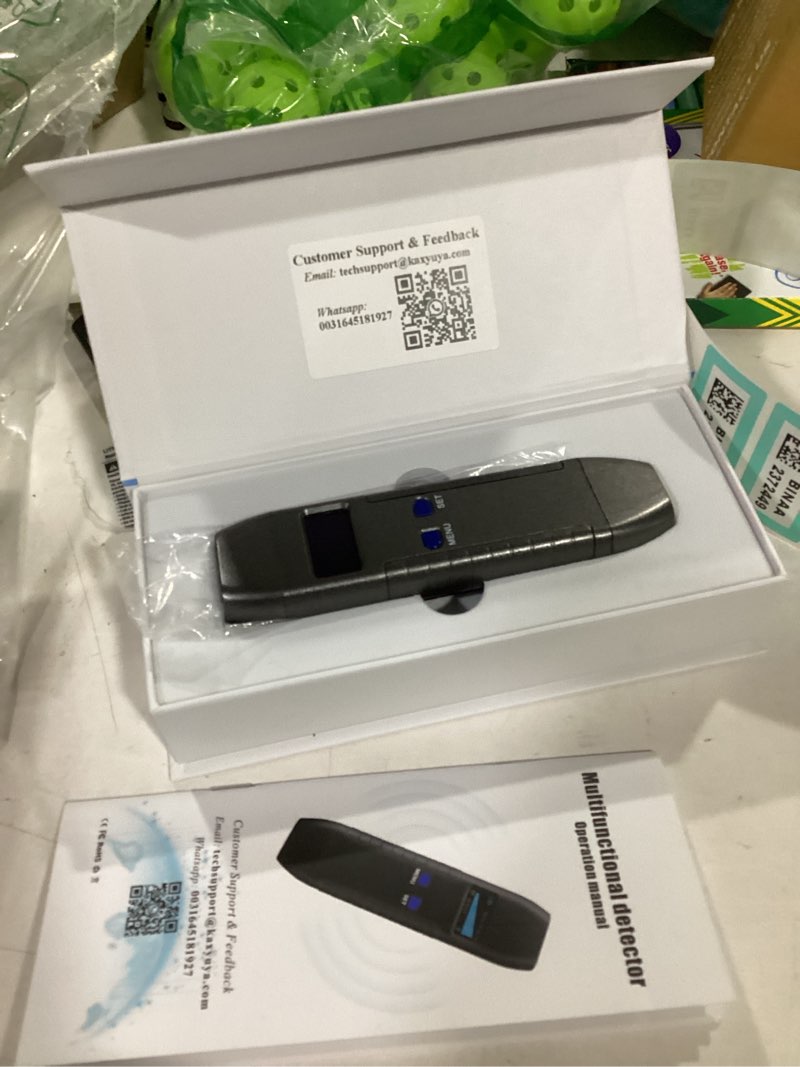 Condition photo showing New/Like New for hidden camera detector, rf bug finder & gps tracker detector for privacy protection, portable device for office, hotel, travel & car