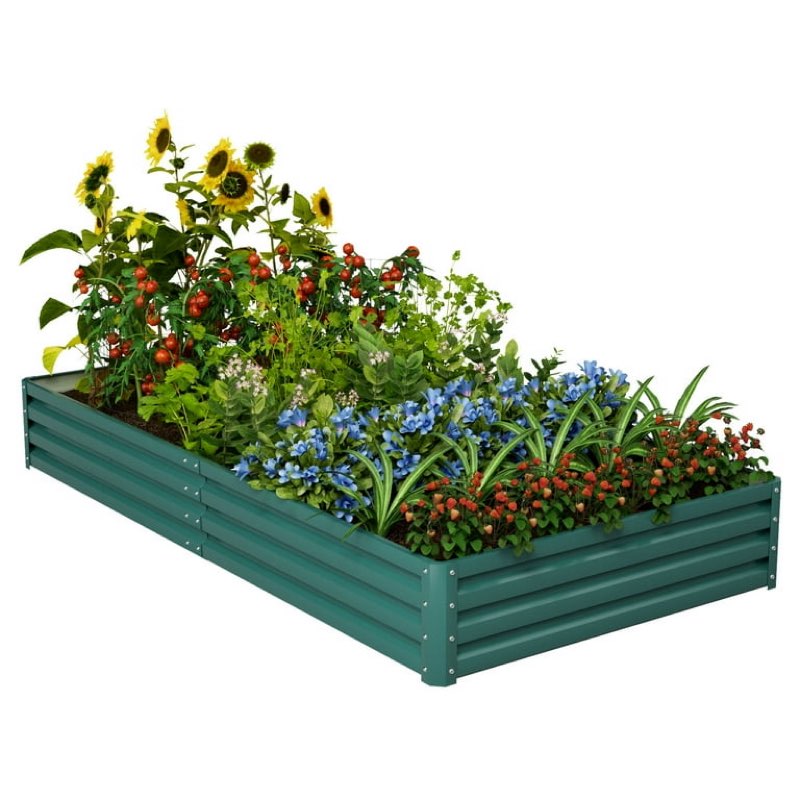 8x4x1 FT Galvanized Raised Garden Bed Planter Raised Beds Outdoor Garden Boxes Large Metal Planter Box Steel Kit for Vegetables Flowers Herb (2-Pack)