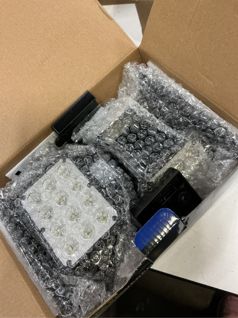 Condition photo showing Good Condition for wdtpro solar lights outdoor flood light, 3500lm bright motion sensor outdoor lights, 3 heads & upgrade glass panel, led solar powered security light spotlights waterproof for outside yard-2pack 2 pack