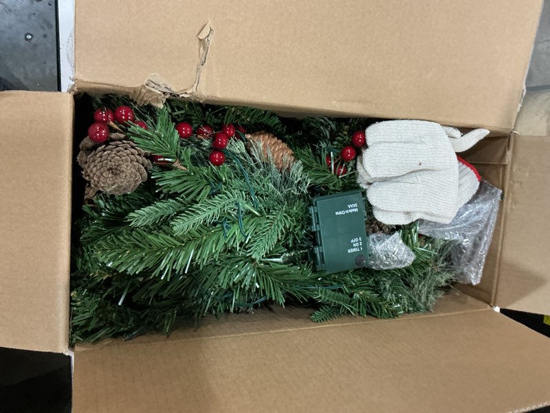 Condition photo showing As Is for 2 pack lighted artificial christmas urn filler,pre-lit 50 led outdoor/indoor trees with 8 modes & auto timer,battery operated christmas trees porch decorations for home, porch & yard (18 inches)