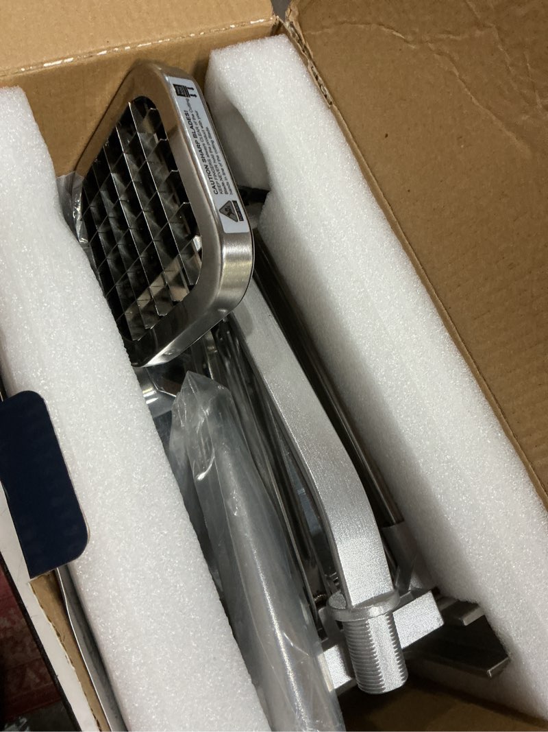 Condition photo showing New/Like New for French Fry Cutter, Ruooson Professional Potato Cutter Slicer with 1/2 In Stainless Steel Blades, Great for Whole Potatoes Carrots Cucumbers. 1/2 In Blade