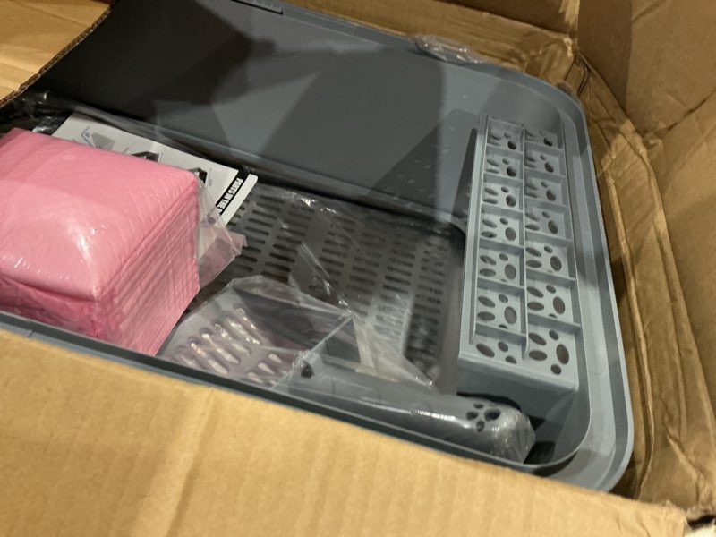 Condition photo showing Good Condition for xxxl stainless steel litter box with lid,28" l*20" w*18" h extra large metal cat litter boxs, jumbo enclosed litter box for big cats and multi-cat households,non-sticky, anti-leakage, easy to clean dark gray