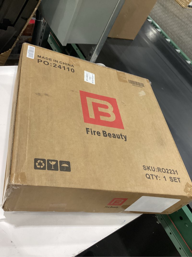 Condition photo showing New/Like New for Fire Beauty Fire Pit for Outside Wood Burning Firepit BBQ Grill Steel Fire Bowl with Spark Screen Cover, Log Grate, Poker for Camping Beach Bonfire Picnic Backyard Garden