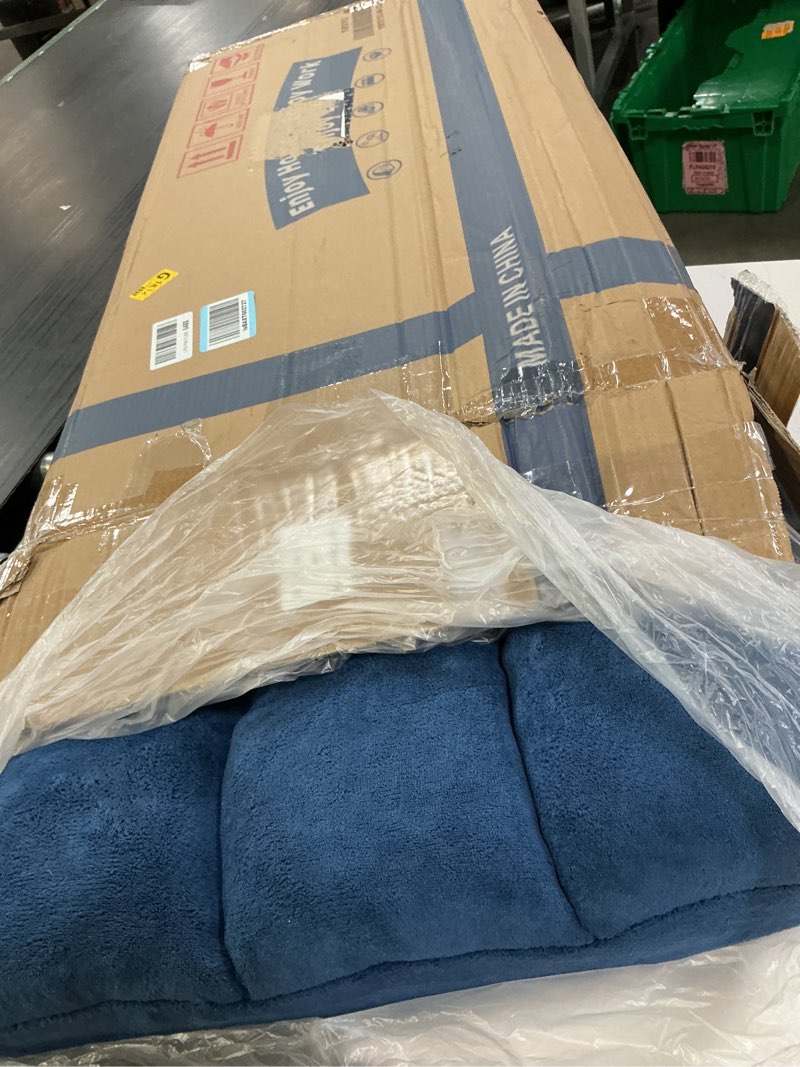 Condition photo showing New/Like New for folding floor gaming chair 14-poistion cushioned adjustable floor lazy sofa chair w/breathable cotton & skin-friendly velvet for adults & kids perfect for reading gaming meditating, darkblue 1 darkblue