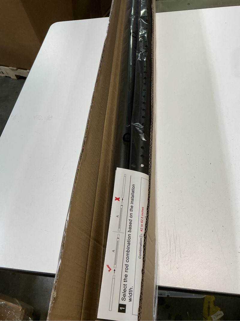 Condition photo showing Good Condition for Tension Curtain Rod by EZFurni, 82 to 123 Inch Adjustable, No Drill Curtain Rods for Windows, Heavy Duty Tension Rod for Window Treatment, Room Divider with Blackout Curtains, Renter Friendly, Black black 82-123