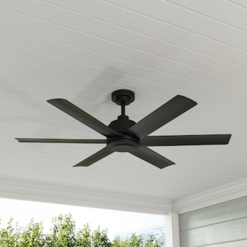  harbor breeze greystone easy2hang 52-in matte black with matte blades uncovered outdoor