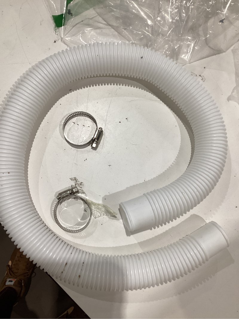 Condition photo showing As Is for white above ground pool flex connection hose filter or suction, pool hose for above ground pools, swimming pool suction hose for intex -