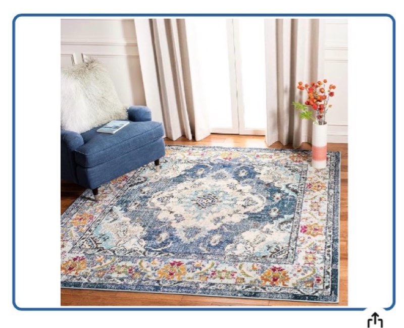 ( similar) monaco collection area rug - 3' square, navy & light blue, non-shedding & easy to clean, distressed medallion design, ideal for living room, bedroom, dining space (mnc243n)
