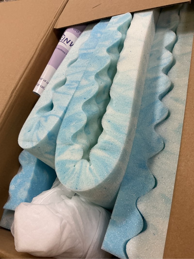 Condition photo showing Good Condition for SINWEEK 2 Inch Egg Crate Memory Foam Mattress Topper Twin Size, Soft Mattress Pad for Back Pain Relief, Bed Topper, CertiPUR-US Certified, Blue Twin 2 Inch Blue