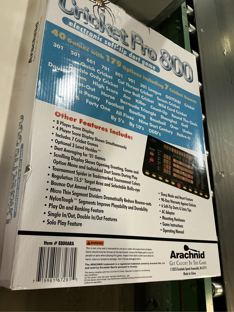 Condition photo showing As Is for Arachnid Cricket Pro Tournament-Quality Dartboard with 35 Games and 318 Variations (6 Cricket Games)