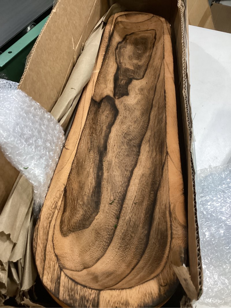 Condition photo showing Good Condition for Wooden Dough Bowl Decor, Vintage Wooden Bowl Hand Carved Home Decor for Dining Table Center, Living Room, Kitchen Decor. (30inch brown)