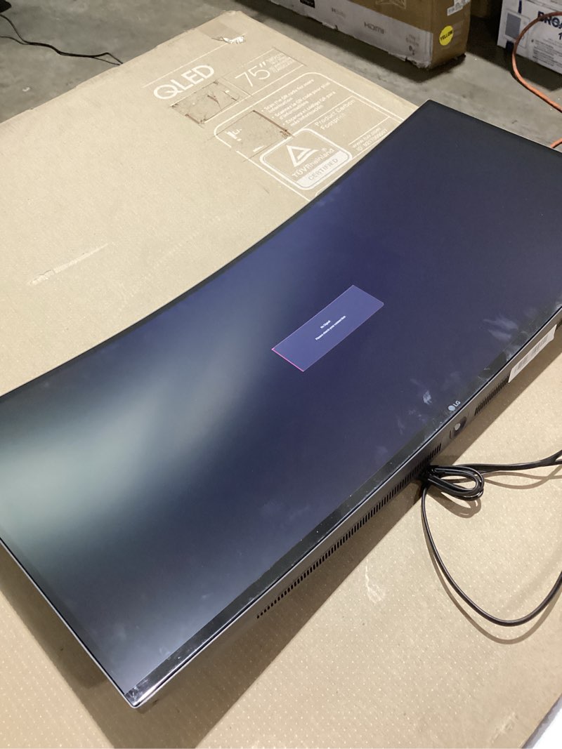 Condition photo showing As Is for LG 34G600A-B 34-inch Ultragear WQHD (3440 x 1440) Curved Gaming Monitor 160Hz, AMD FreeSync Premium, HDR10, Built-in Speaker, Reader Mode, HDMI 2.1, DisplayPort, Tilt/Height/Swivel Stand, Black 160Hz/Tilt/(Height/Swivel. (No box or cords)