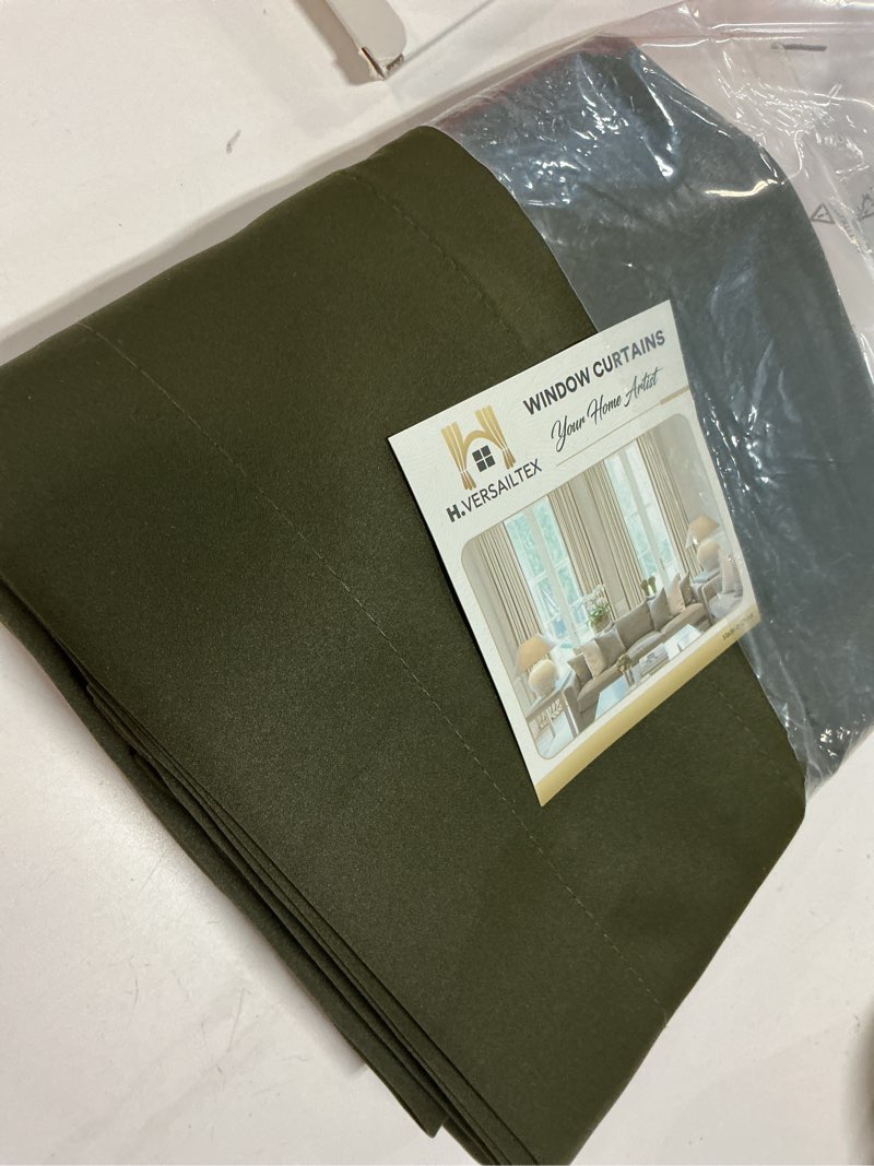 Condition photo showing Good Condition for H.VERSAILTEX 100% Blackout Curtain Valances for Windows 4 Panels Thermal Insulated Rod Pocket Small Short Valance for Kitchen Cafe Bathroom Living Room Bedroom Laundry,Olive,52" W x 18" L Olive 4